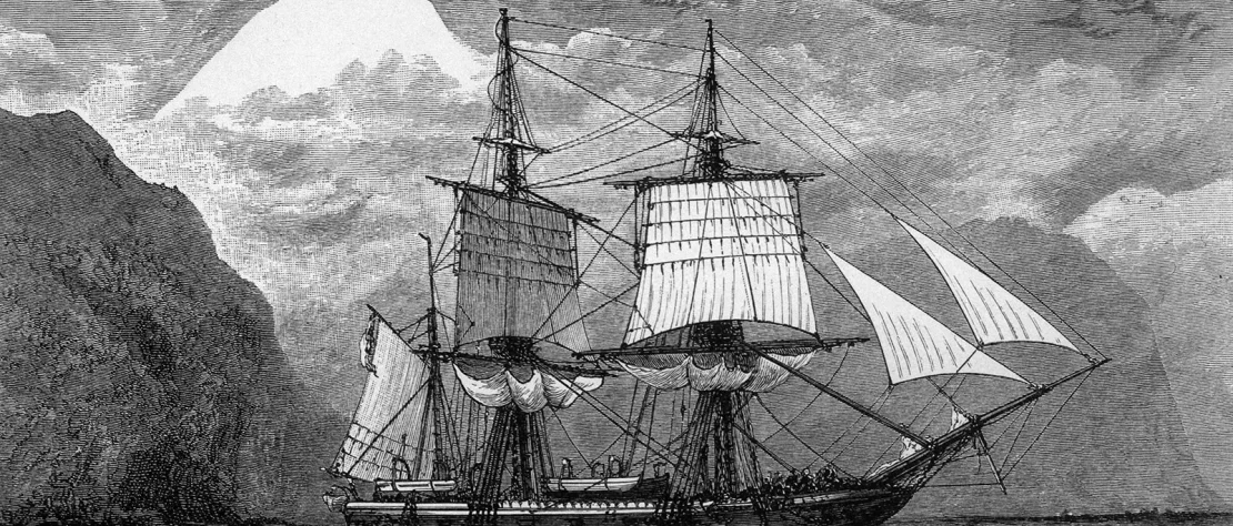 El barco HMS Beagle, embarcación que recorrió durante tres años Latinoamérica.