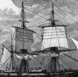 El barco HMS Beagle, embarcación que recorrió durante tres años Latinoamérica.